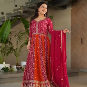 livewear Embroidered, Embellished Silk Blend Stitched Flared/A-line Gown