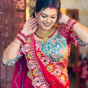 KRISHNACOLLECTION9 Embroidered, Embellished Bollywood Silk Blend, Cotton Blend Saree (Multicolor)